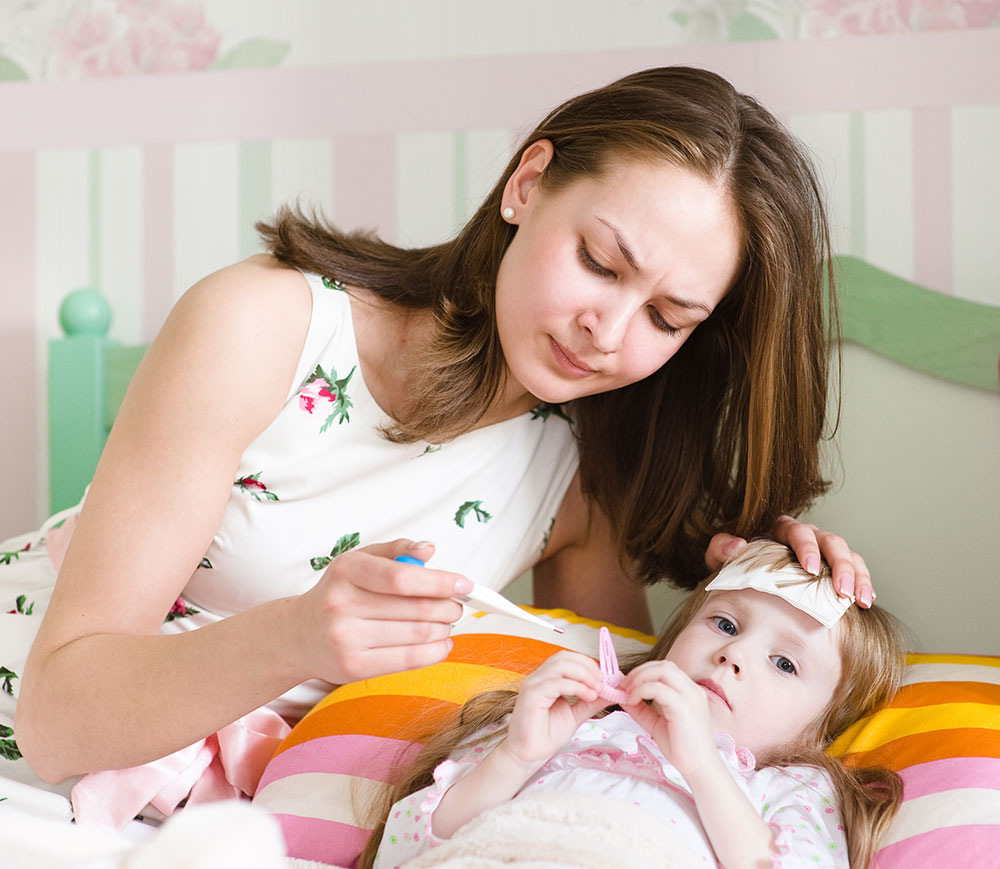 Parent caring for sick child